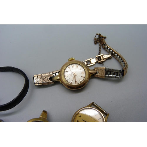 1093 - Five lady's wristwatches Mido Multifort, Certina quartz, Junghans, Cyma (engraved on the back) and E... 