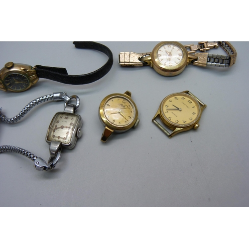 1093 - Five lady's wristwatches Mido Multifort, Certina quartz, Junghans, Cyma (engraved on the back) and E... 