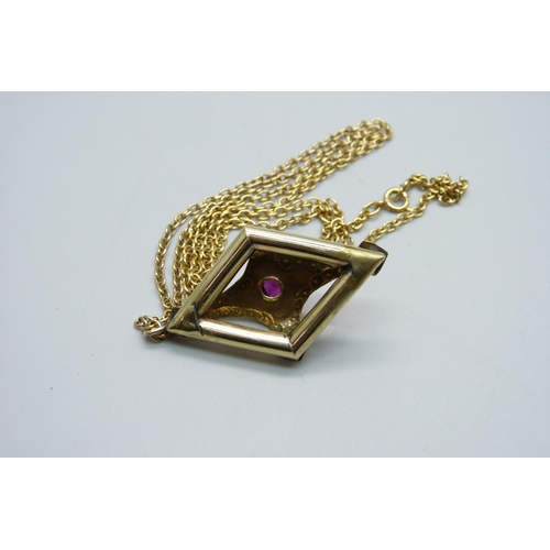 1109 - A Victorian pendant on a chain, (adapted from a brooch)