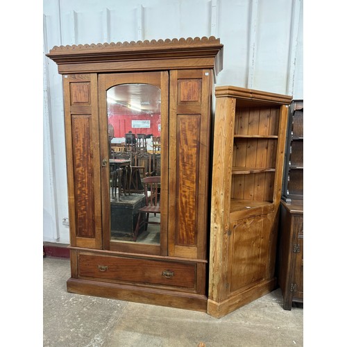 245 - A Victorian ash wardrobe and pine corner cupboard