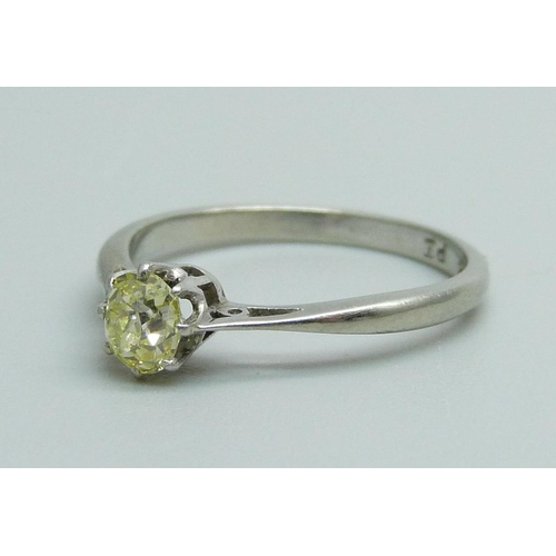 1159 - An 18ct gold and platinum set diamond solitaire ring, approximately 0.25-3.0ct weight, 1.5g, I/J