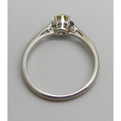 1159 - An 18ct gold and platinum set diamond solitaire ring, approximately 0.25-3.0ct weight, 1.5g, I/J