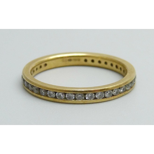 1160 - An 18ct gold and diamond eternity ring, 2.5g, L