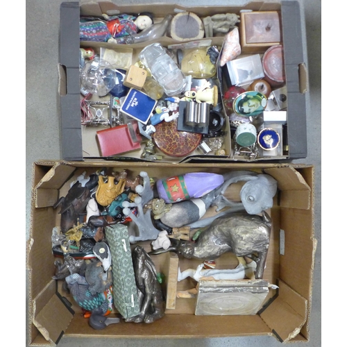 1188 - Two boxes of household items, animal figures, boxes, objects, etc. **PLEASE NOTE THIS LOT IS NOT ELI... 