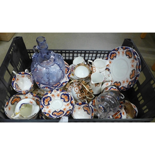 1190 - A Royal Crown Derby posies part tea set (7 items), together with two other sets, a glass jug and a d... 