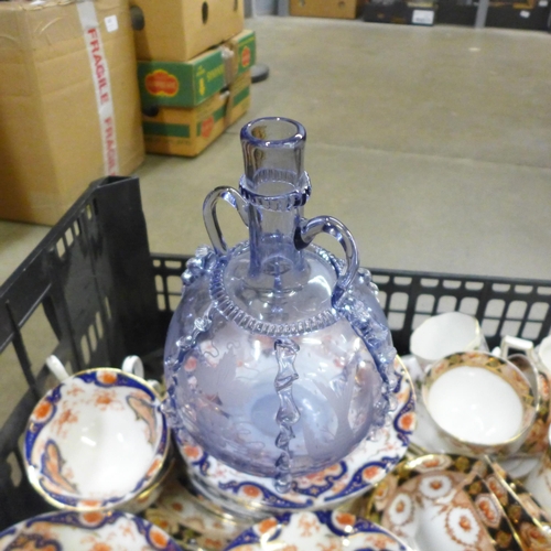 1190 - A Royal Crown Derby posies part tea set (7 items), together with two other sets, a glass jug and a d... 