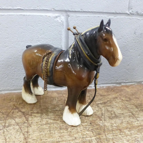 1195 - A Toby jug, a Shire horse, an Indian carved box and a railway lamp **PLEASE NOTE THIS LOT IS NOT ELI... 