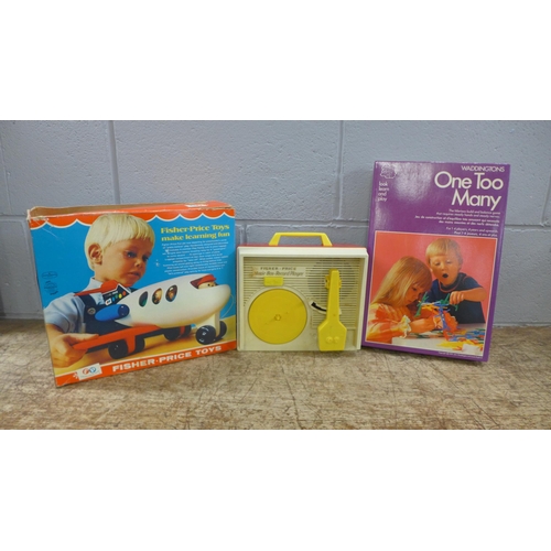 1199 - Vintage pre-school toys - Fisher Price music box, record player, Play Family Fun Jet, Friends From T... 