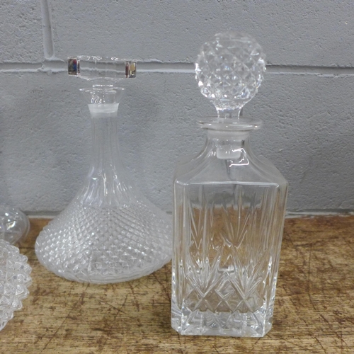 1210 - Four glass decanters and two glass dishes **PLEASE NOTE THIS LOT IS NOT ELIGIBLE FOR IN-HOUSE POSTIN... 