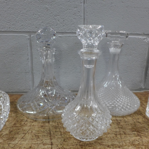 1210 - Four glass decanters and two glass dishes **PLEASE NOTE THIS LOT IS NOT ELIGIBLE FOR IN-HOUSE POSTIN... 