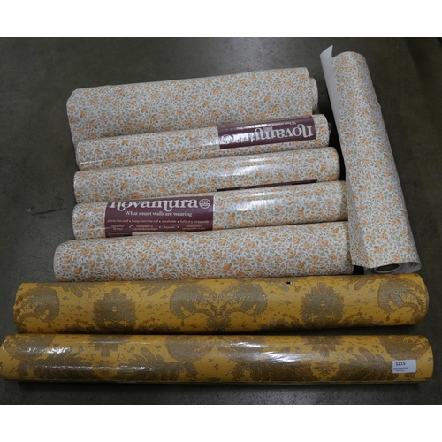 1215 - A collection of vintage wallpaper; two rolls of Esedra and six rolls of floral wallpaper **PLEASE NO... 