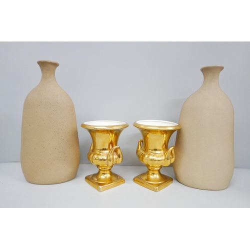 1219 - A pair of Alka Malta modernist vases and a pair of Royal Winton urn vases