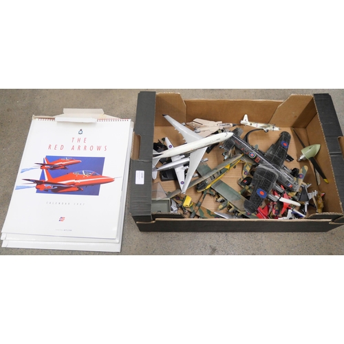 1230 - Three RAF Red Arrows calendars and ephemera and a box of model aircraft **PLEASE NOTE THIS LOT IS NO... 