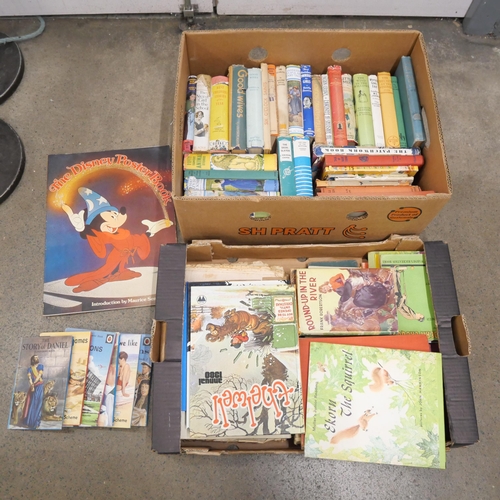 1232 - Two boxes of mixed mid 20th century and later books including early Ladybird in good condition **PLE... 