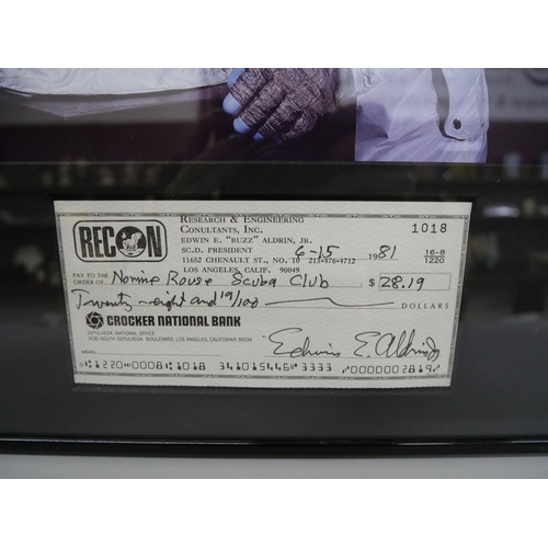 602 - A Buzz Aldrin signed cheque display Edwin E. Aldrin with Certificate of Authentication, 2nd person t... 