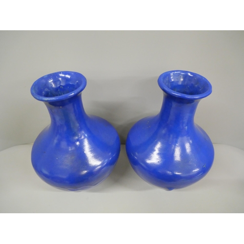 606 - A pair of cobalt blue vases, 26cm