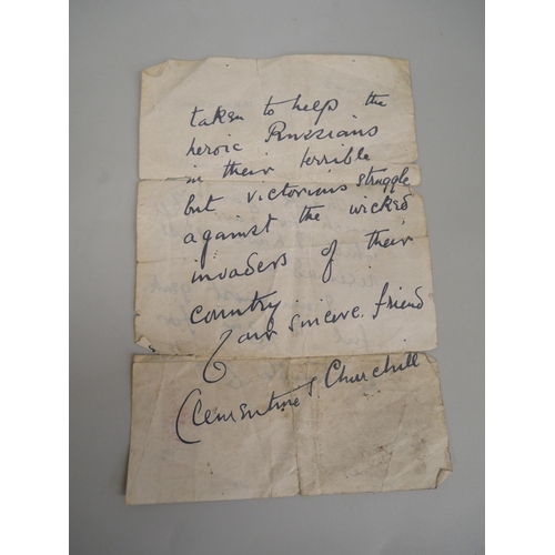 633 - A June 1943 WWII secretarial Letter of Thanks, signed by Clementine Churchill