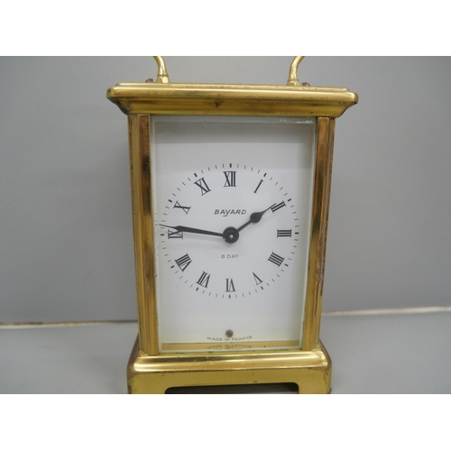 641 - A Bayard French brass and glass sided carriage clock