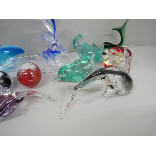651 - A collection of eleven glass dolphins and paperweights **PLEASE NOTE THIS LOT IS NOT ELIGIBLE FOR IN... 