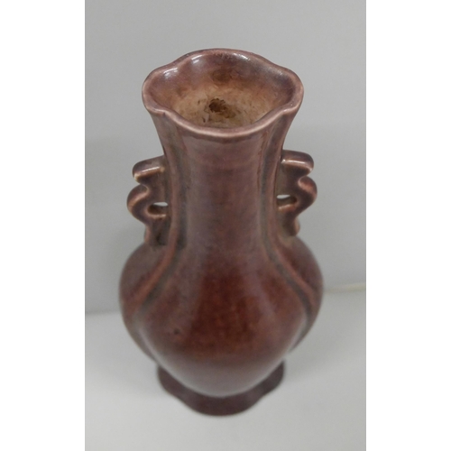658 - A Chinese blood brown glaze vase, 15cm