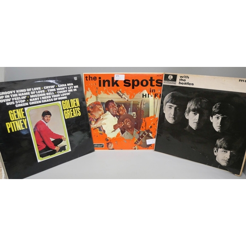 675 - Three LP records - With The Beatles, The Ink Spots in Hi-Fi and Gene Pitney Golden Greats