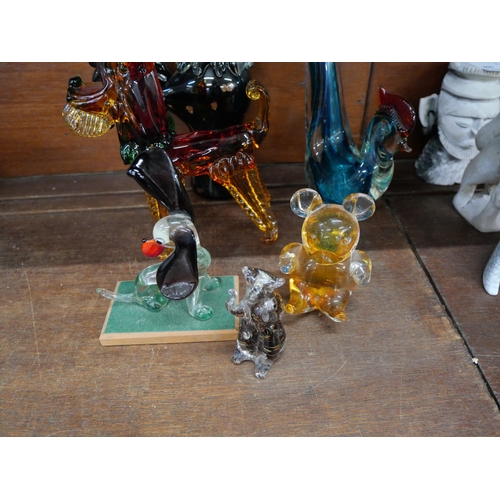 694 - A collection of six glass animals including Scottie, cockerel, cat, teddy, etc. **PLEASE NOTE THIS L... 
