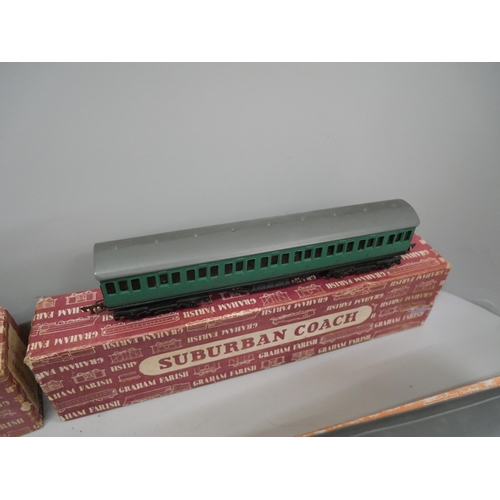 697 - Four Graham Farish OO gauge model rail carriages, a/f