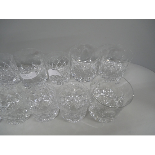 701 - Six heavy Stuart crystal whisky tumblers and six Tudor crystal glass tumblers