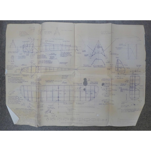 731 - A collection of model airplane blueprints