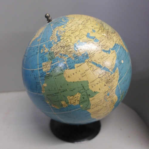 773 - A Phillip's London library globe and two modern globes, larger with lamp fitting