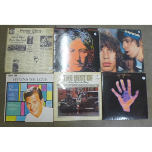 777 - Ten LP records including John Lennon, Rolling Stones, John and Yoko, George Harrison, Pat Boone, Sio... 