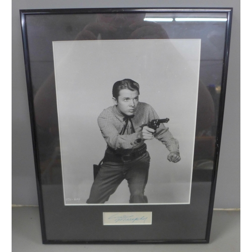 804 - A Western Audie Murphy autograph, framed dislplay with Certificate of Authentication