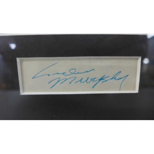 804 - A Western Audie Murphy autograph, framed dislplay with Certificate of Authentication