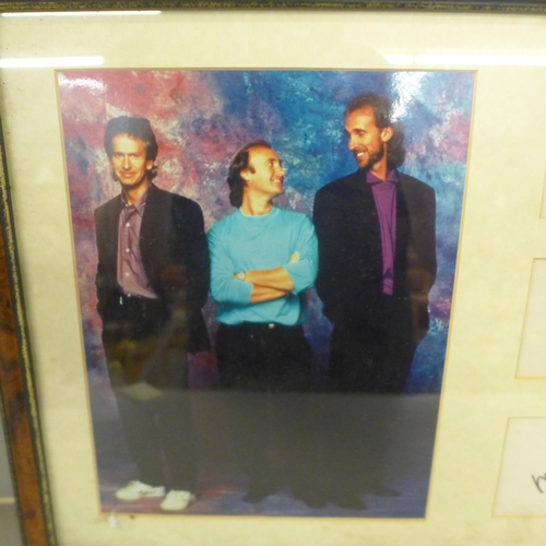 820 - A Genisis autographed display - Phil Collins, Tony Banks and Mike Rutherford