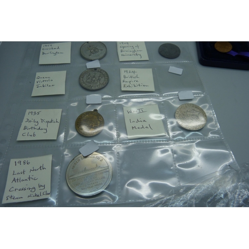 830 - Eight event tokens and medallions ranging from 1854 Crystal Palace Exhibition struck by Pinches to a... 