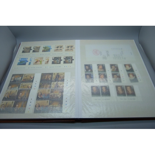 836 - Great Britain 2007-2010 unmounted mint commemoratives in stock book, high face value (more than 430 ... 