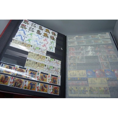 837 - Great Britain 1991-2000 unmounted mint commemoratives in stock book, face value in excess of £240