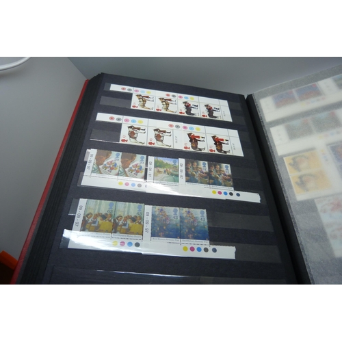 837 - Great Britain 1991-2000 unmounted mint commemoratives in stock book, face value in excess of £240