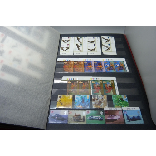 837 - Great Britain 1991-2000 unmounted mint commemoratives in stock book, face value in excess of £240