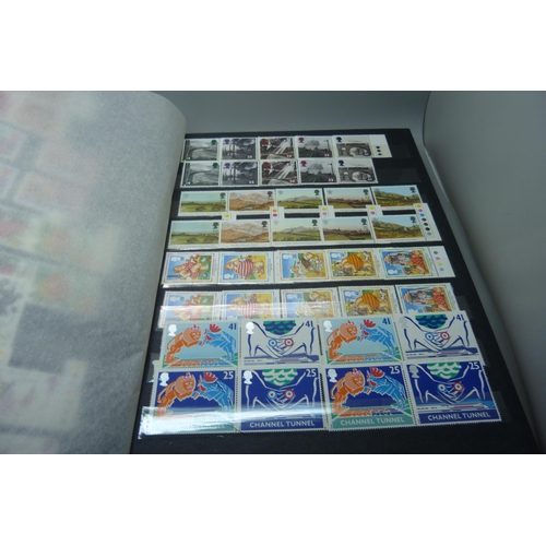 837 - Great Britain 1991-2000 unmounted mint commemoratives in stock book, face value in excess of £240