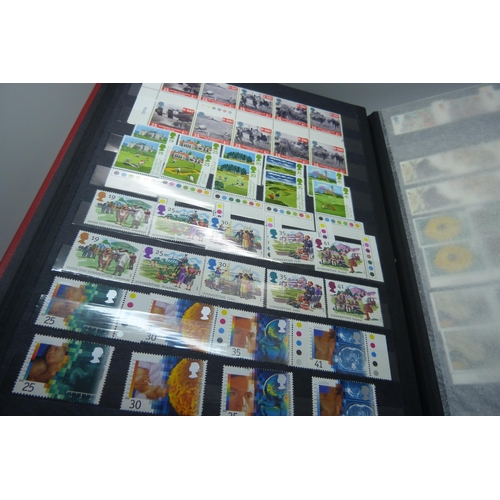 837 - Great Britain 1991-2000 unmounted mint commemoratives in stock book, face value in excess of £240