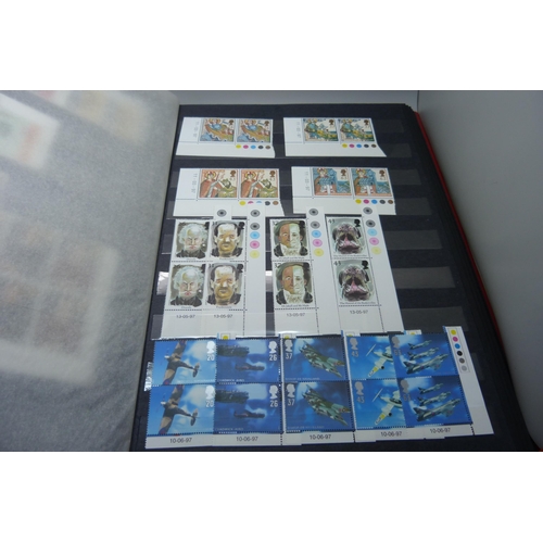 837 - Great Britain 1991-2000 unmounted mint commemoratives in stock book, face value in excess of £240