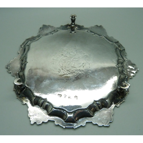 854 - A George II silver tray, London 1749, 241g, 18cm