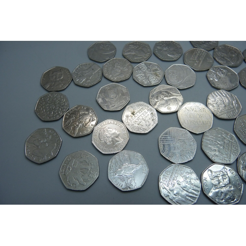 875 - Forty collectable 50p pieces