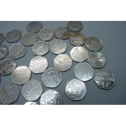 875 - Forty collectable 50p pieces