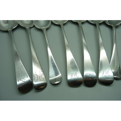 879 - Eight silver spoons including 19th Century, 480g