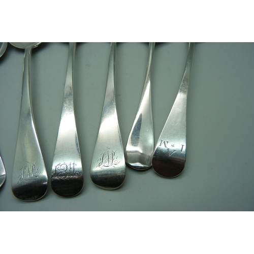 879 - Eight silver spoons including 19th Century, 480g