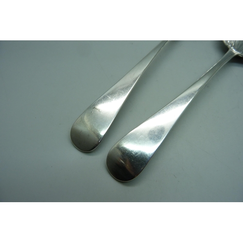 A pair of George III silver spoons, London 1807, 137g