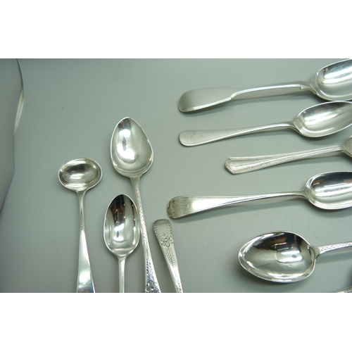 886 - A collection of silver spoons, 340g