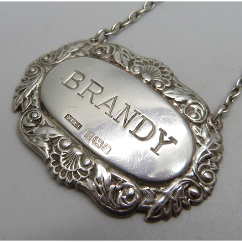 895 - A silver brandy label